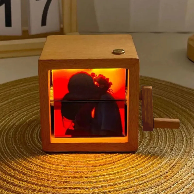 Custom Photo Flipbook Frame Animation Machine Hand-cranked Flipbook Box Photo Album with Light Anniversary Gifts