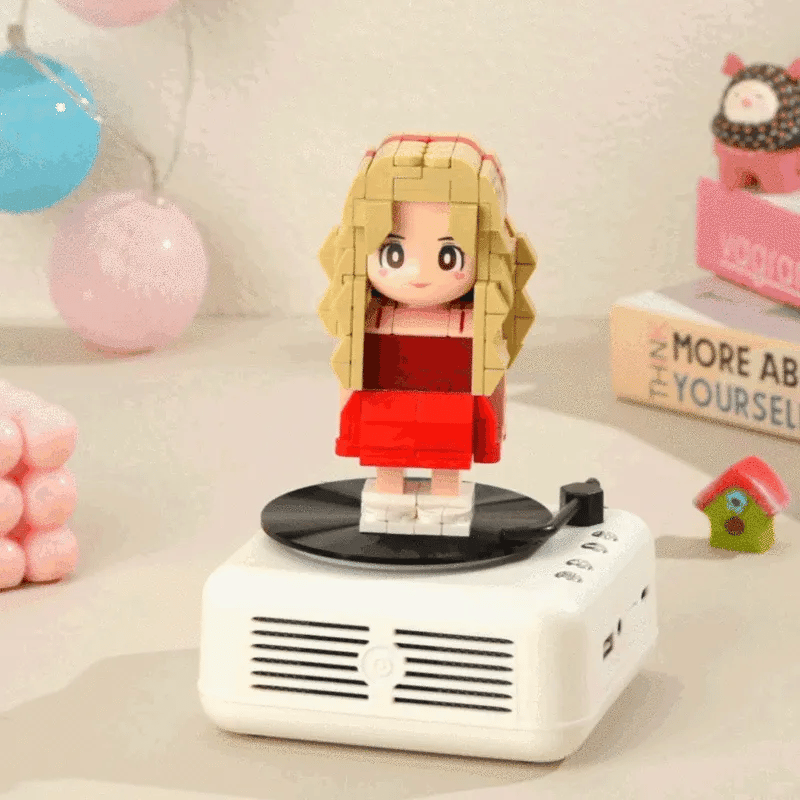 Customizable 1 Person Full Body Custom Brick Figures with Bluetooth Speaker Base Can Play Music Anniversary Gift