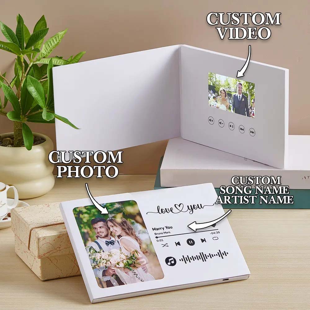 Personalized Video Greeting Card – Custom Video Brochure & Video Book Gift for Your Lover. Upload Your Video for a Unique, Memorable Surprise!
