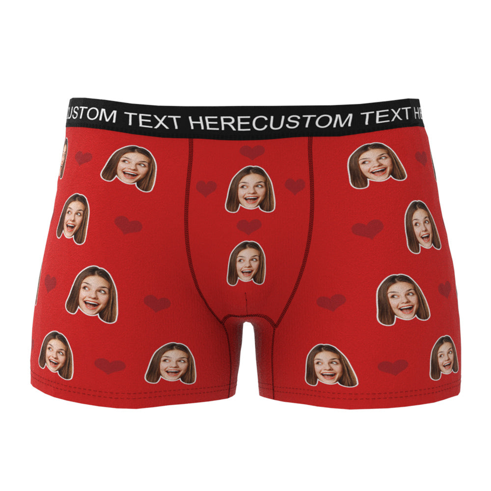 Custom Men's Boxer Briefs with Your Face & Hearts! Surprise Your Loved One with a Unique Gift! Gift For Him!