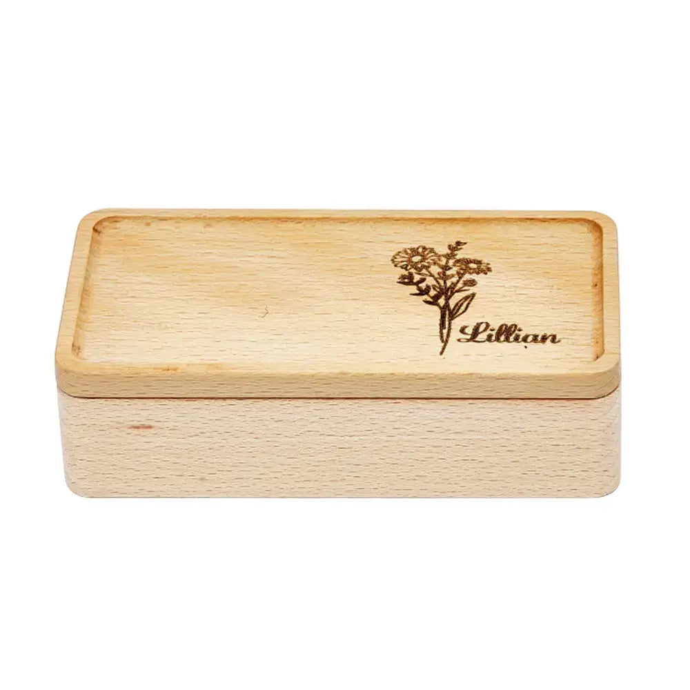 Personalised Birth Flower Jewellery Box Custom Name Jewellery Organizer Gift for Her