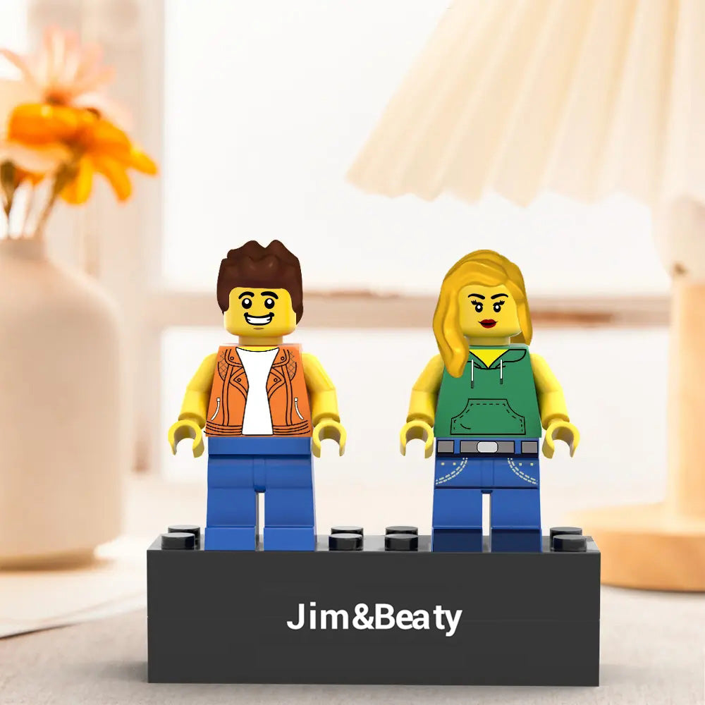 Custom Couple Minifig Personalized Minifig With Engraved Base and Display Box Gift For Lovers On Special Day