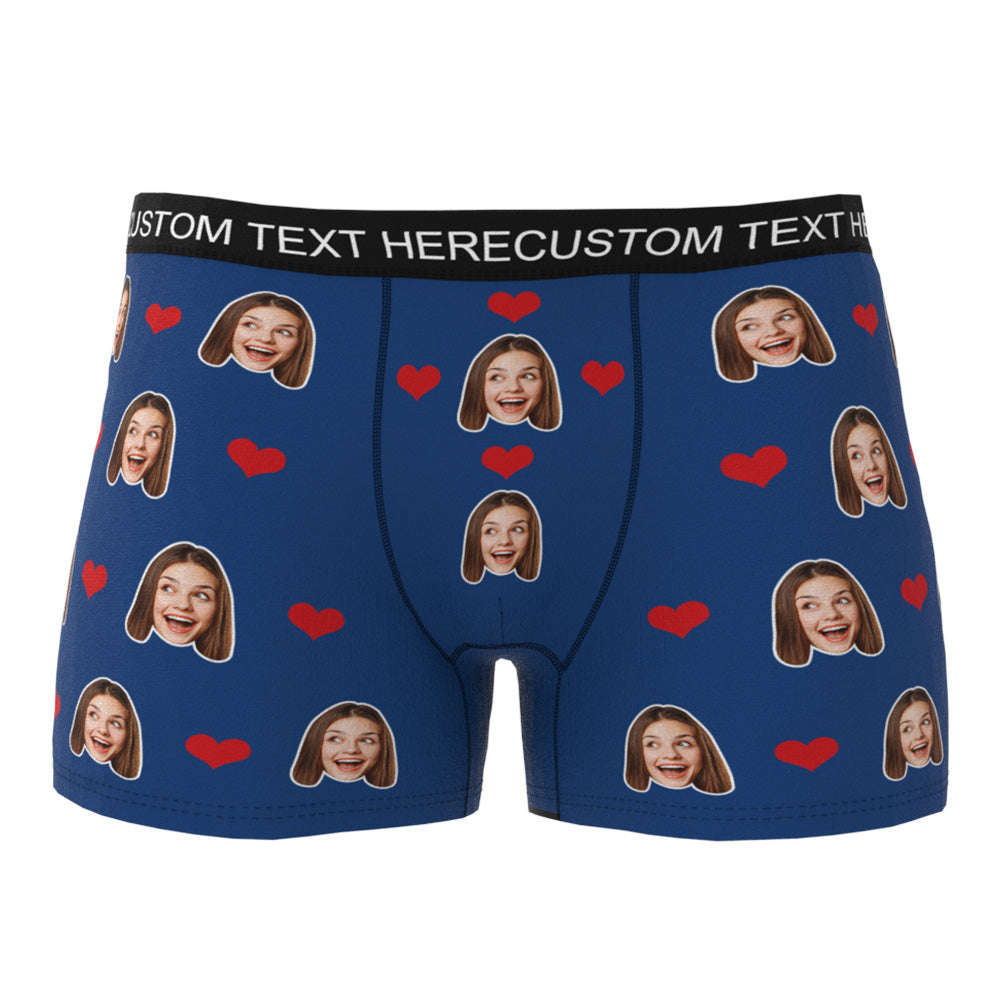 Custom Men's Boxer Briefs with Your Face & Hearts! Surprise Your Loved One with a Unique Gift! Gift For Him!