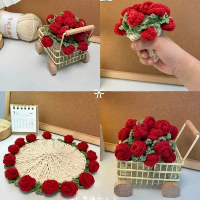 Handmade Crochet Flower Coaster Crochet Flower Bouquet Coaster Gift for Her