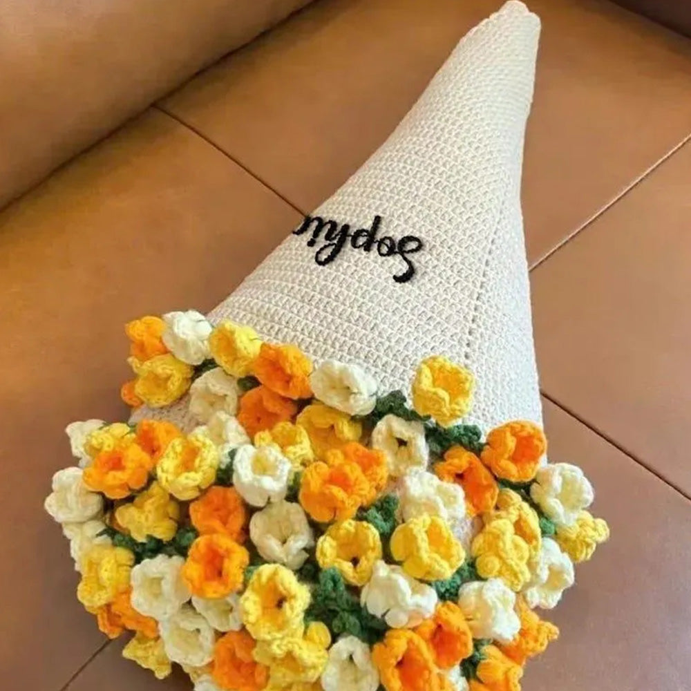 Custom Name Hand-Knitted Rose Blanket Ready-Made Gift for Mother's Day