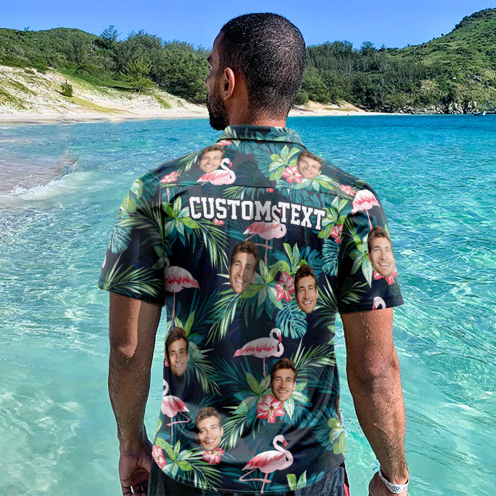 Custom Face Preview Hawaiian Shirts Colorful Flamingo Aloha Beach Shirt For Men