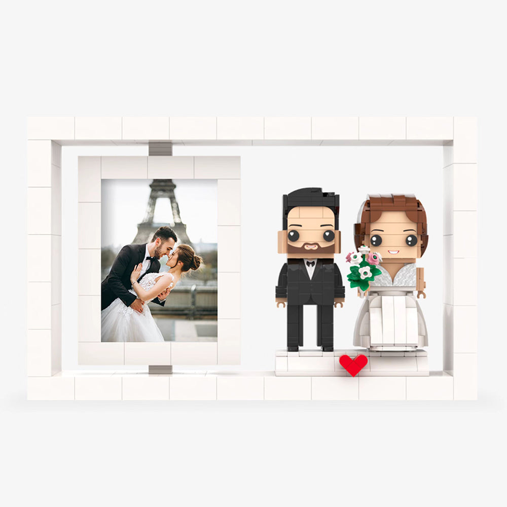 Full Body Customizable 2 People Custom Brick Figures Photo Frame Small Particle Block Home Decor Brick Me Figures