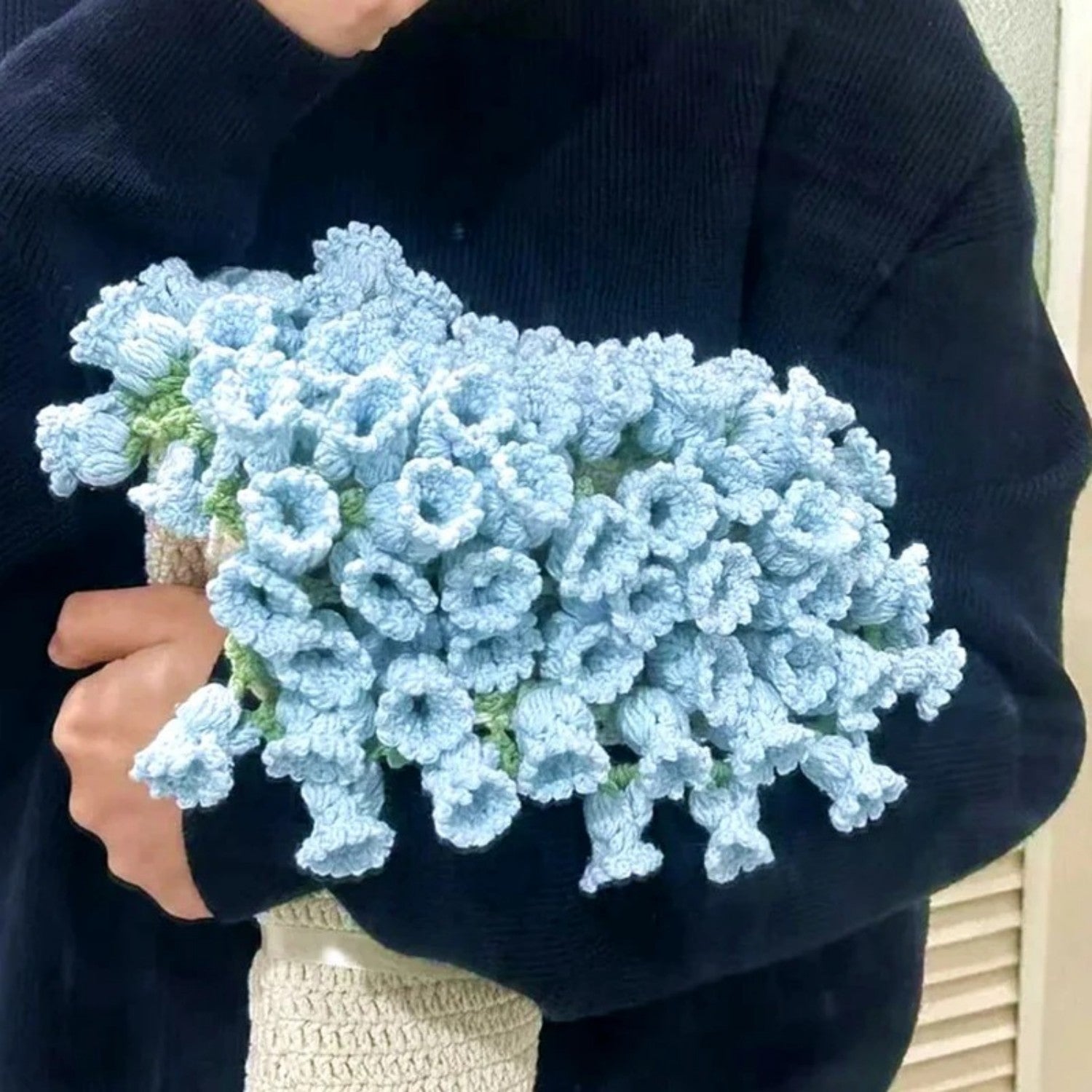 Hand-Knitted Rose Blanket DIY Kit & Ready-Made Gift for Mother's Day Valentine's Day