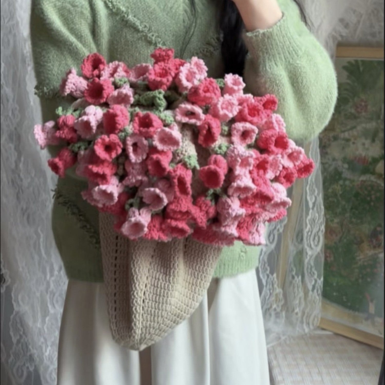 Crochet Flower Bouquet Blanket Elegant Mother's Day Gift for Her