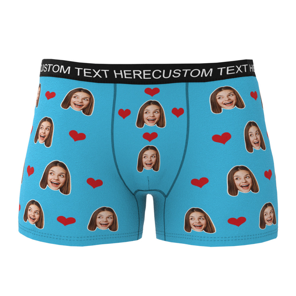 Custom Men's Boxer Briefs with Your Face & Hearts! Surprise Your Loved One with a Unique Gift! Gift For Him!