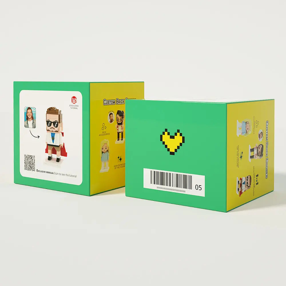 Customizable 2 People with Photo Frame Personalized Brick Figures Small Particle Block